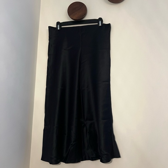 Quince Dresses & Skirts - Quince Black Satin Top with Gold Accent Ring